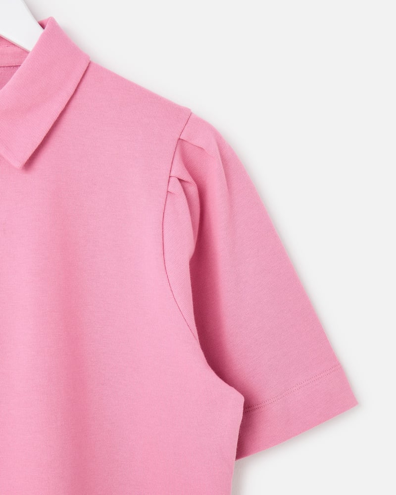 Pink Collared Short Sleeve Polo Top