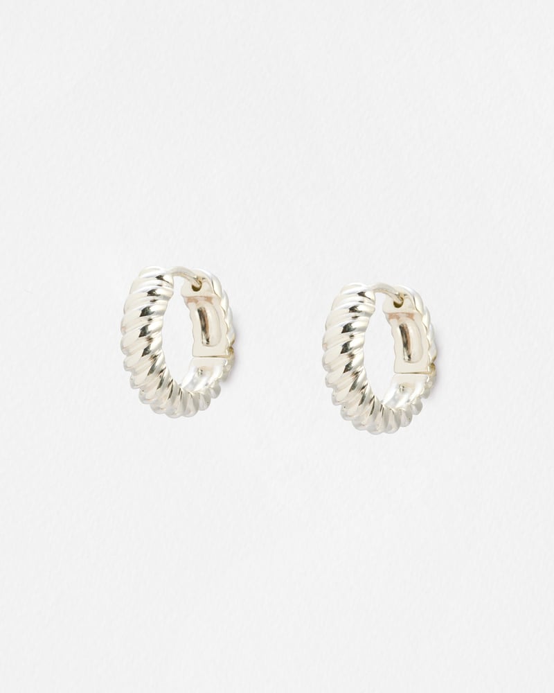Eloise Twist Textured Silver Plated Clicker Hoop Earrings