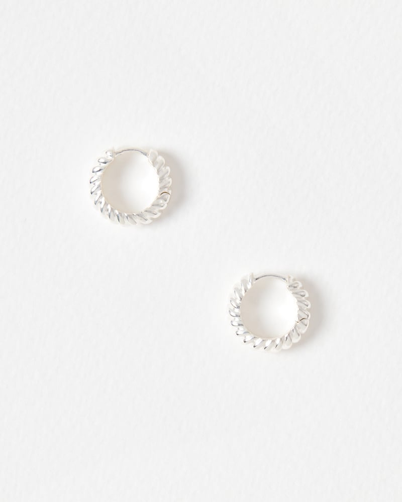 Eloise Twist Textured Silver Plated Clicker Hoop Earrings