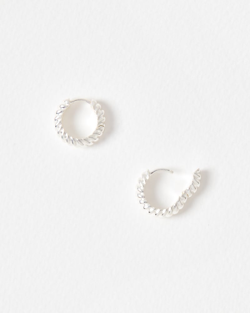 Eloise Twist Textured Silver Plated Clicker Hoop Earrings
