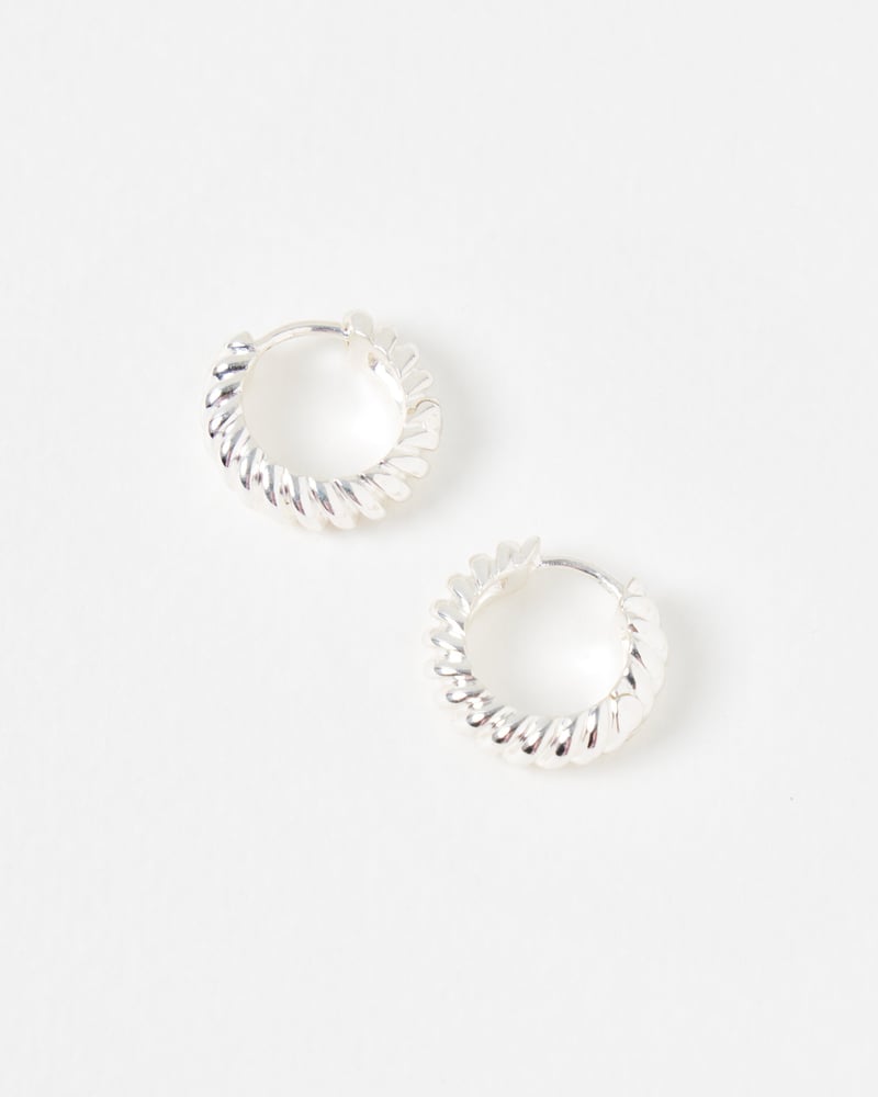 Eloise Twist Textured Silver Plated Clicker Hoop Earrings