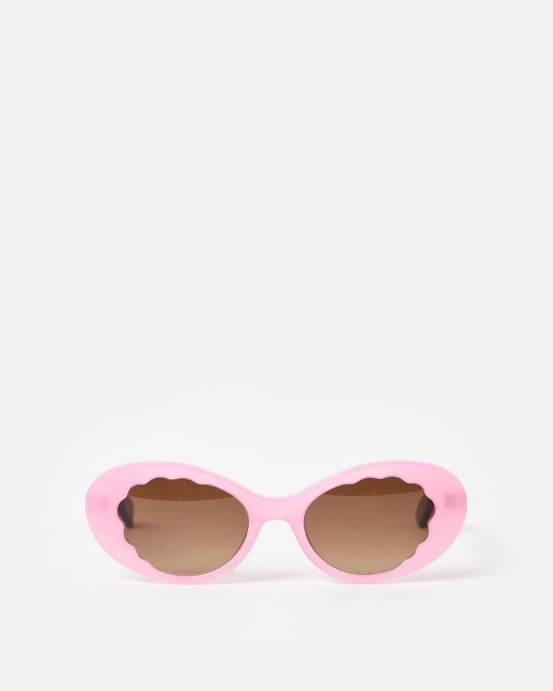 Pink & Brown Oval Acetate Sunglasses
