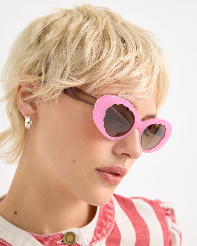 Pink & Brown Oval Acetate Sunglasses