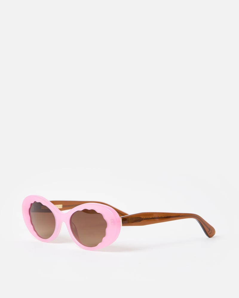 Pink & Brown Oval Acetate Sunglasses