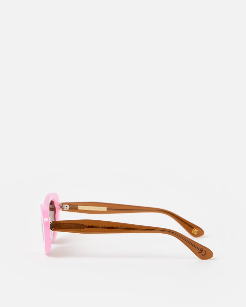 Pink & Brown Oval Acetate Sunglasses