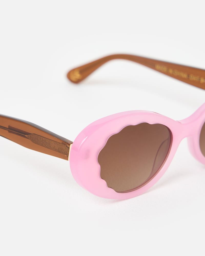 Pink & Brown Oval Acetate Sunglasses