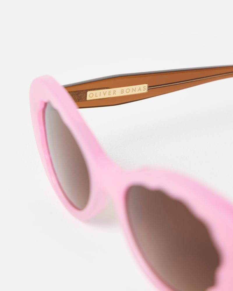 Pink & Brown Oval Acetate Sunglasses