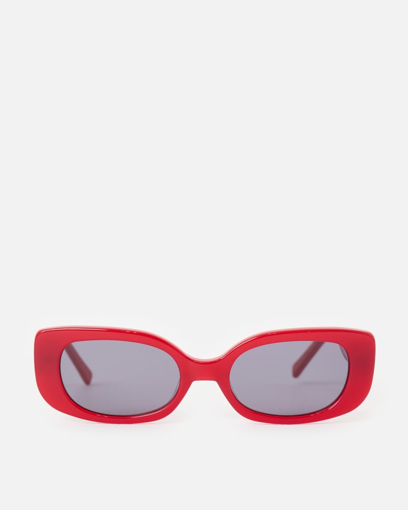Red Oval Acetate Sunglasses