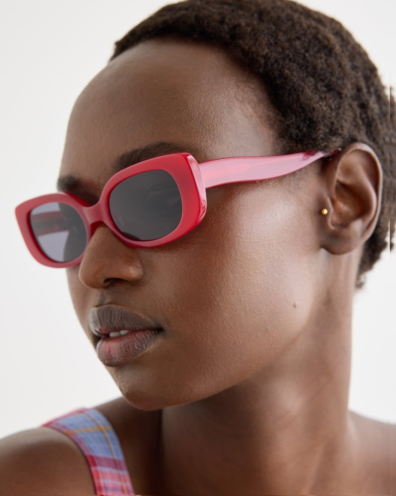Red Oval Acetate Sunglasses