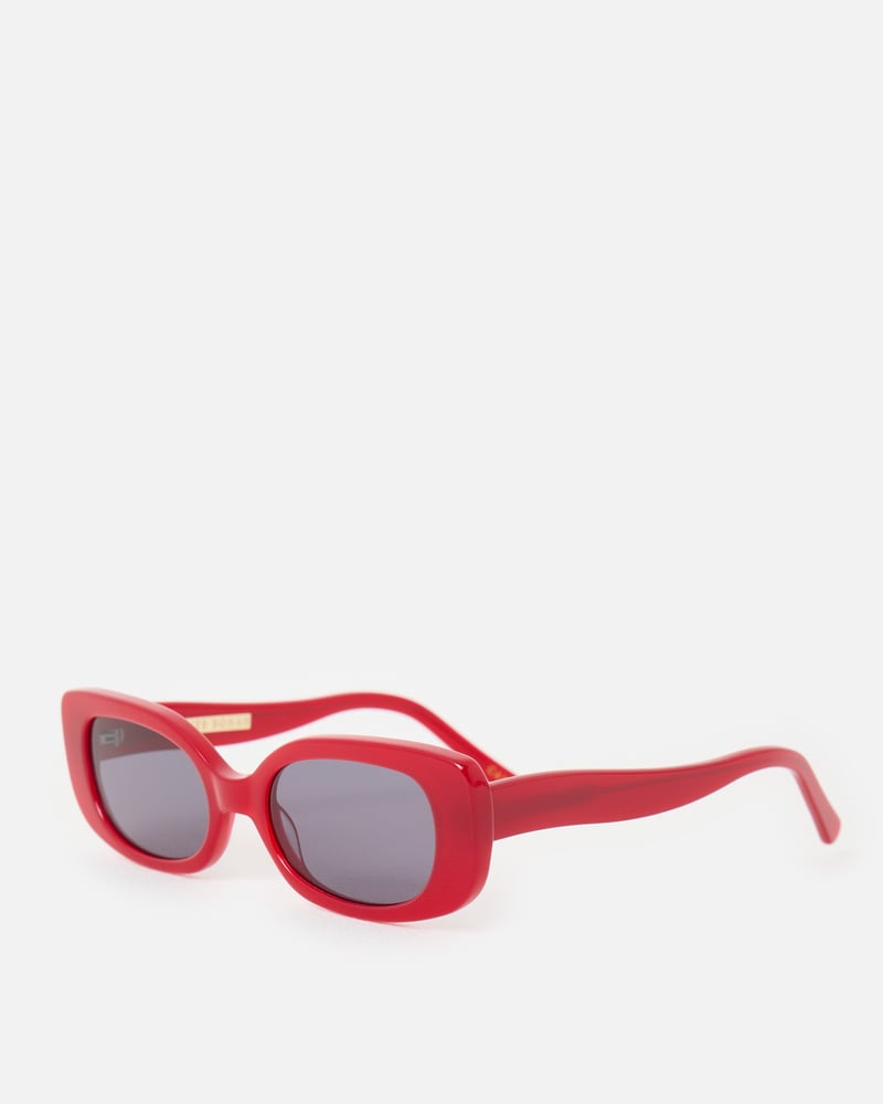 Red Oval Acetate Sunglasses