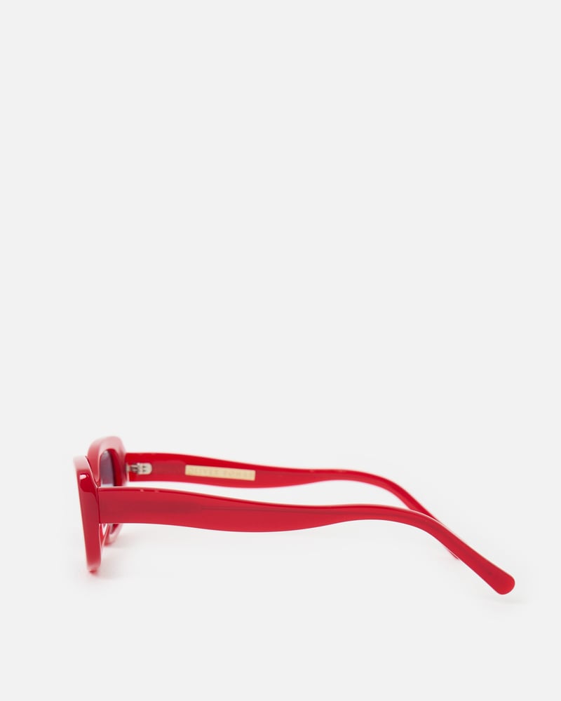 Red Oval Acetate Sunglasses