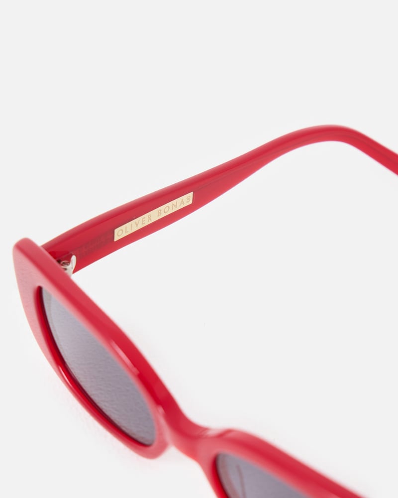 Red Oval Acetate Sunglasses