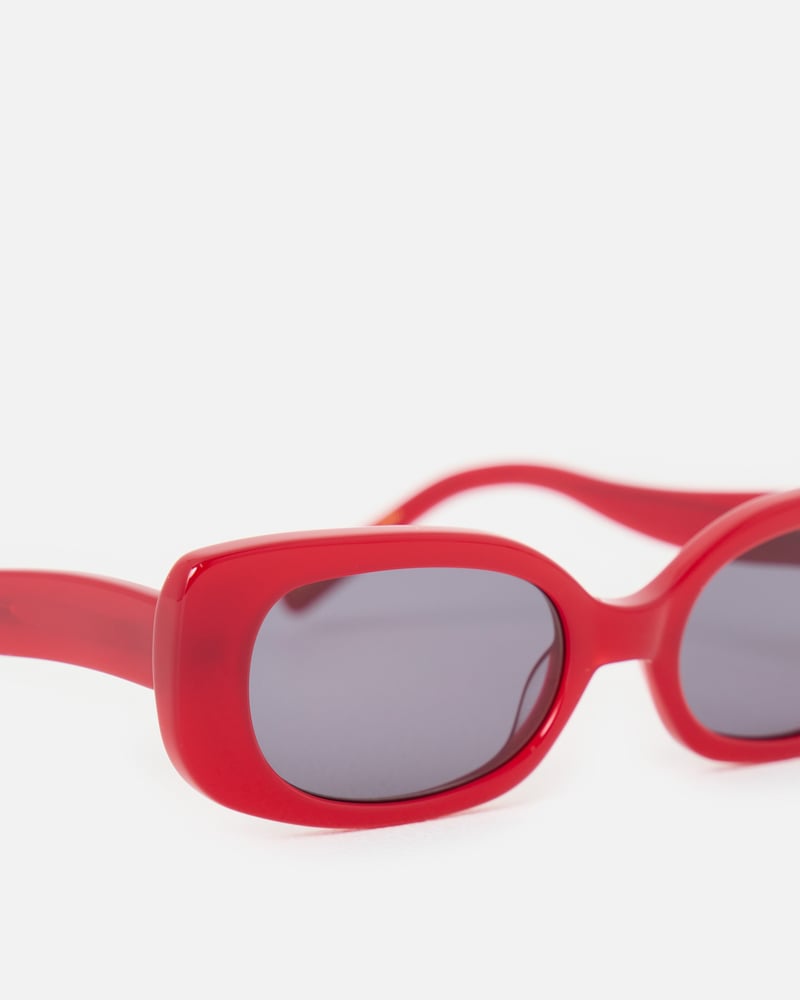 Red Oval Acetate Sunglasses