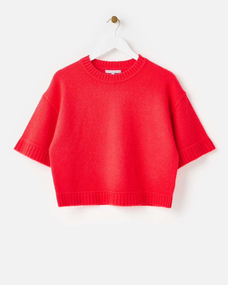 Red Crew Neck Short Sleeve Knitted T-Shirt