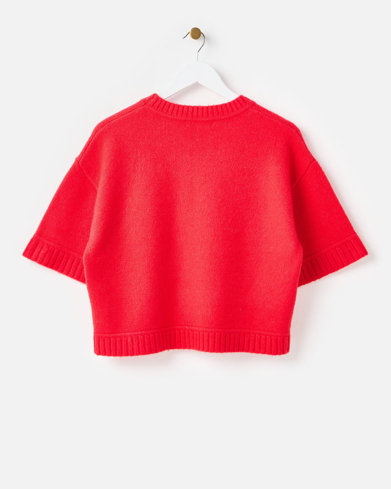 Red Crew Neck Short Sleeve Knitted T-Shirt