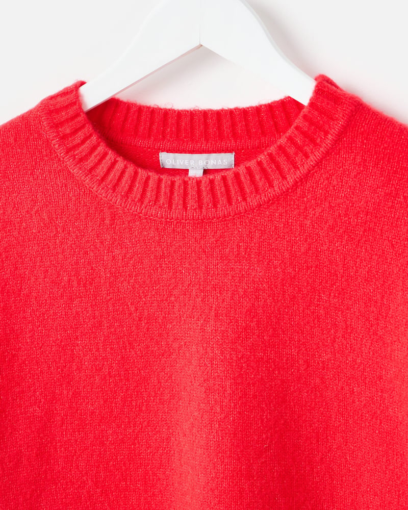 Red Crew Neck Short Sleeve Knitted T-Shirt