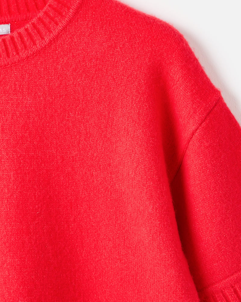 Red Crew Neck Short Sleeve Knitted T-Shirt