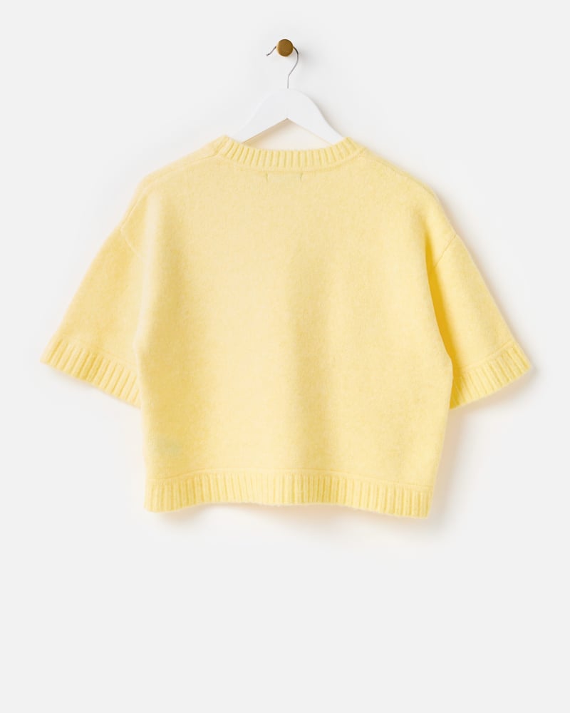 Yellow Crew Neck Short Sleeve Knitted T-Shirt