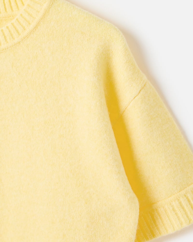Yellow Crew Neck Short Sleeve Knitted T-Shirt