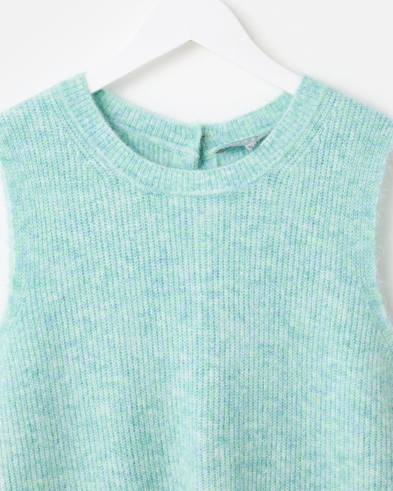 Turquoise Button Back Knitted Tank Top