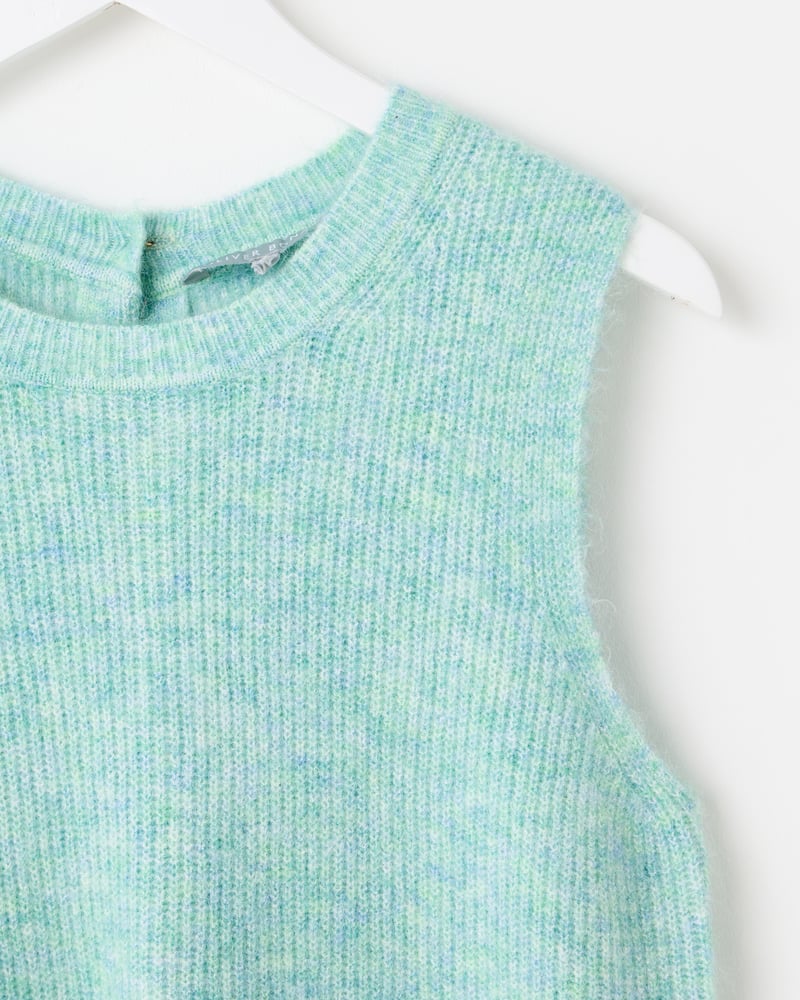 Turquoise Button Back Knitted Tank Top