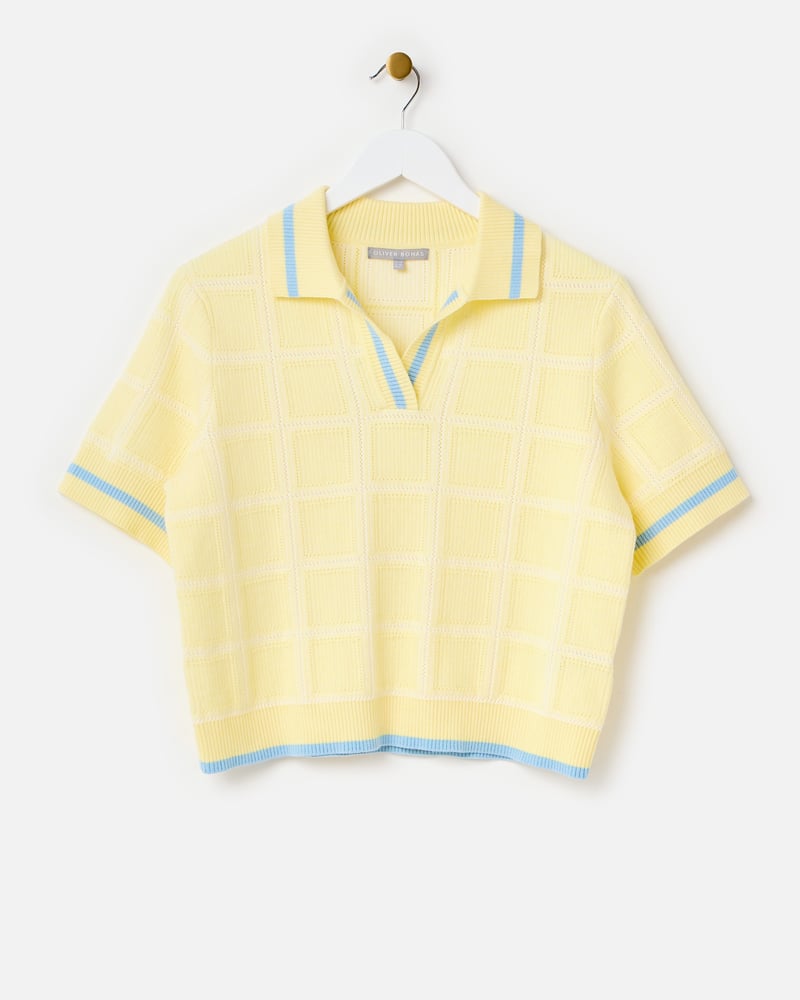 Butter Yellow Collared Knitted Top