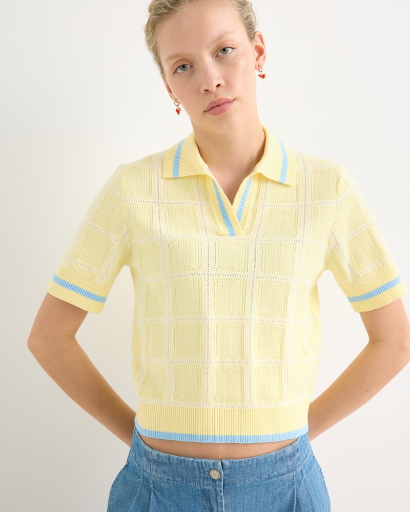 Butter Yellow Collared Knitted Top