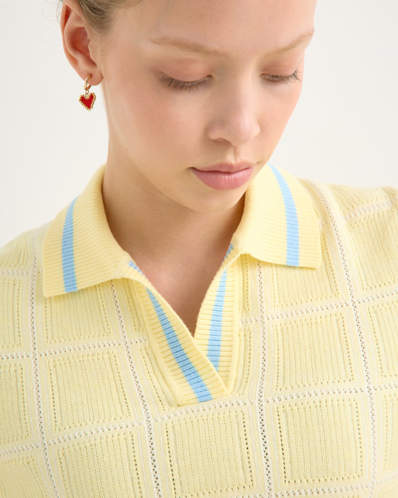 Butter Yellow Collared Knitted Top