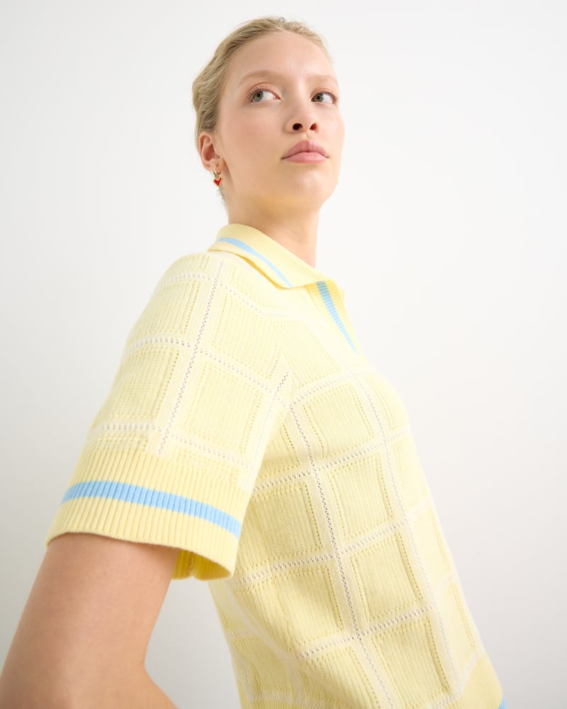Butter Yellow Collared Knitted Top