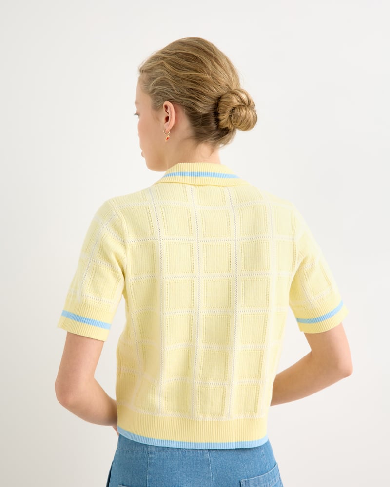 Butter Yellow Collared Knitted Top
