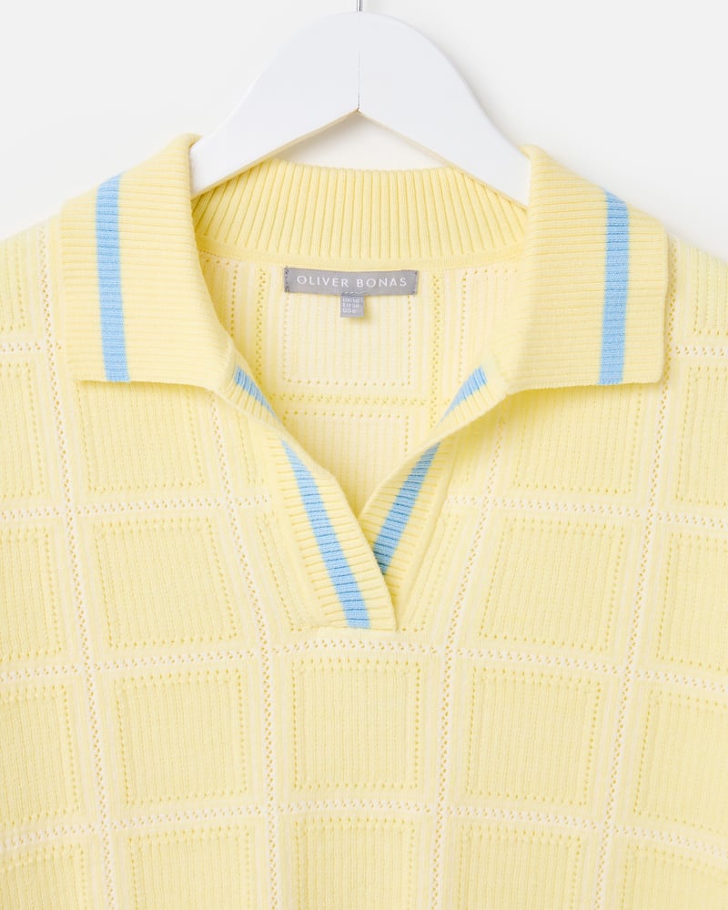 Butter Yellow Collared Knitted Top