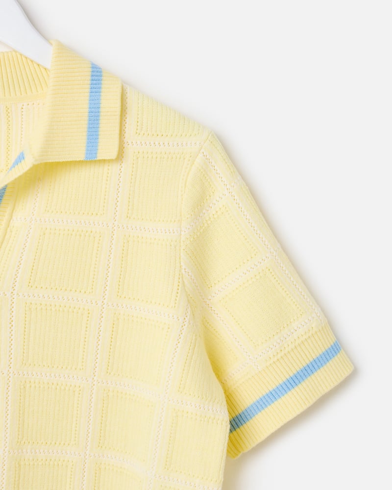 Butter Yellow Collared Knitted Top