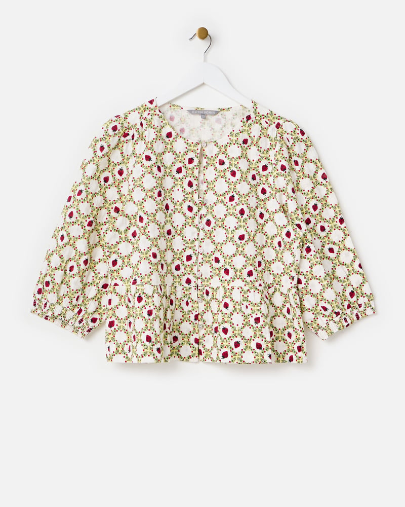 Ecru Strawberry Peplum Blouse