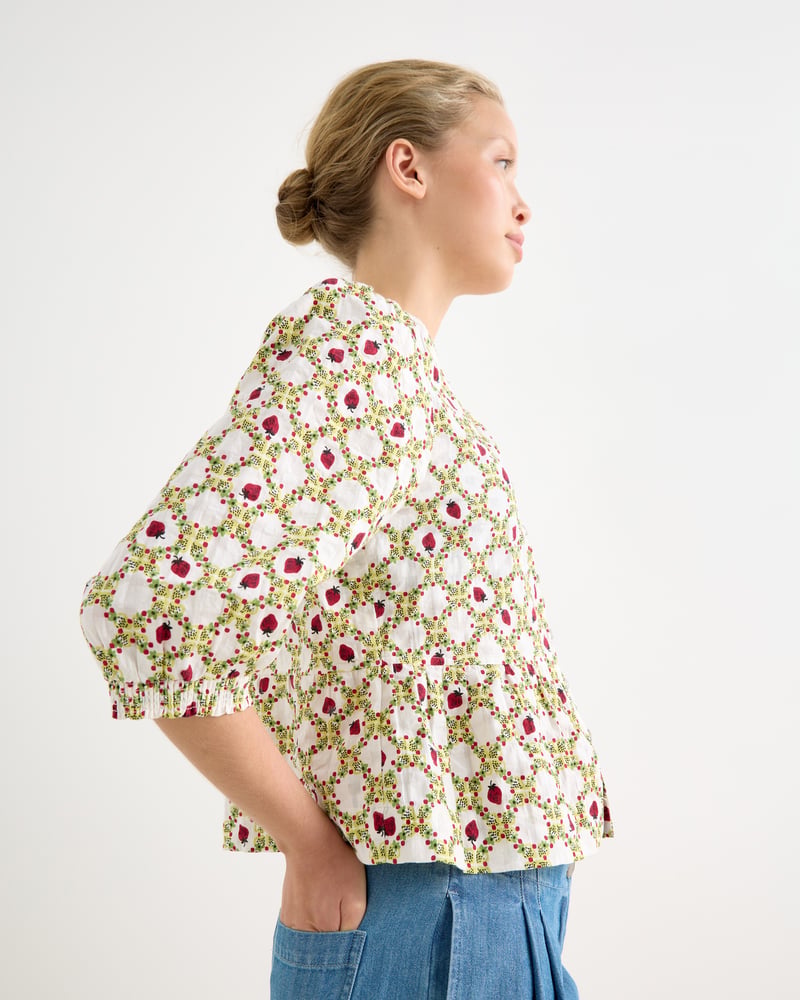 Ecru Strawberry Peplum Blouse