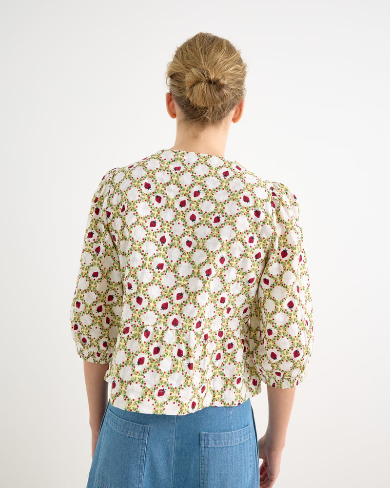 Ecru Strawberry Peplum Blouse