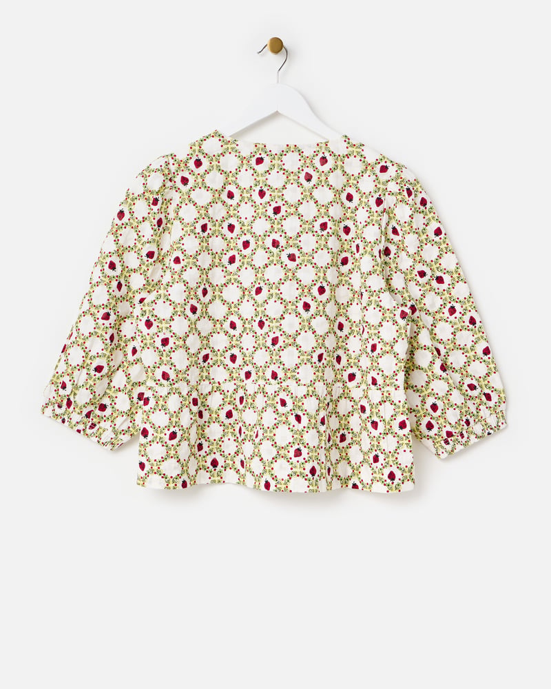 Ecru Strawberry Peplum Blouse