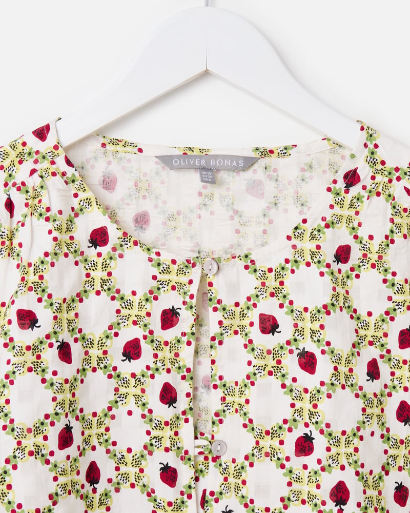 Ecru Strawberry Peplum Blouse