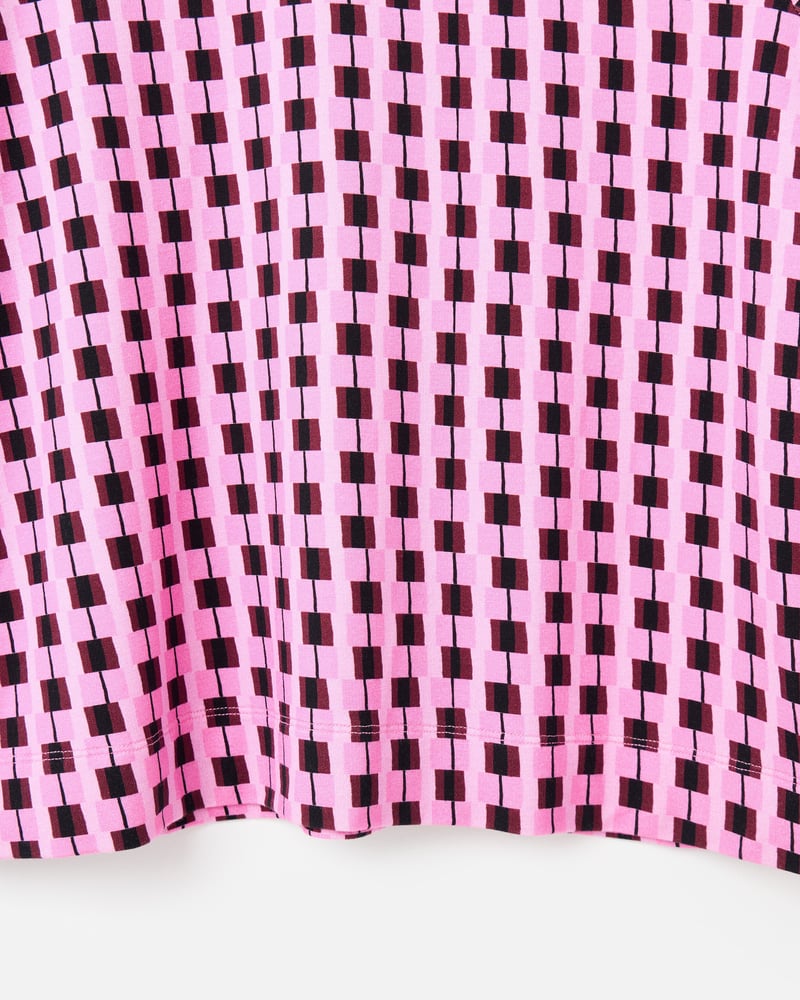 Pink & Brown Geometric Fitted Long Sleeve Top