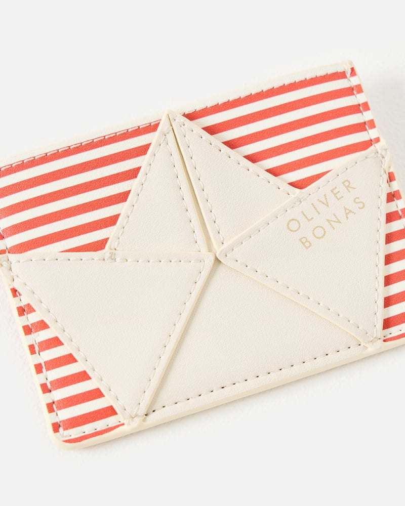 Red & White Striped Paper Boat Card Holder