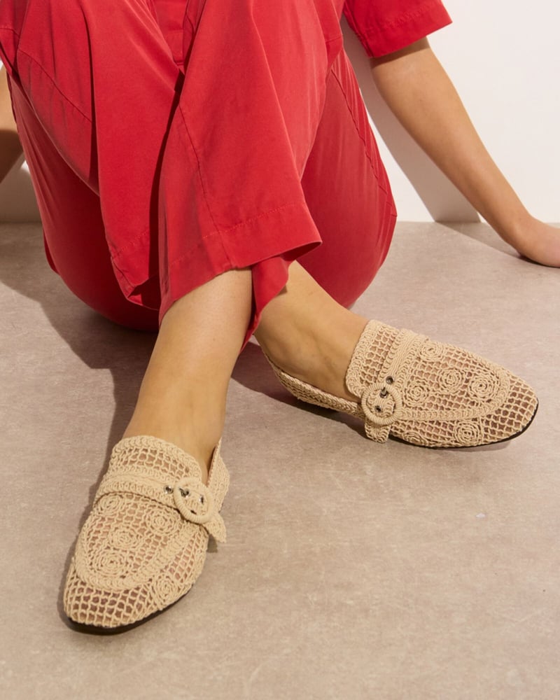 Bibi Lou Ecru Cream Macrame Loafers