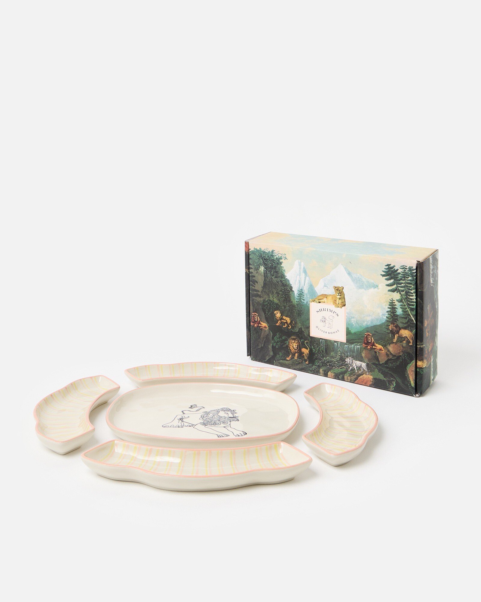 Shrimps x Oliver Bonas Lenny Lion Five Piece Platter | Oliver Bonas