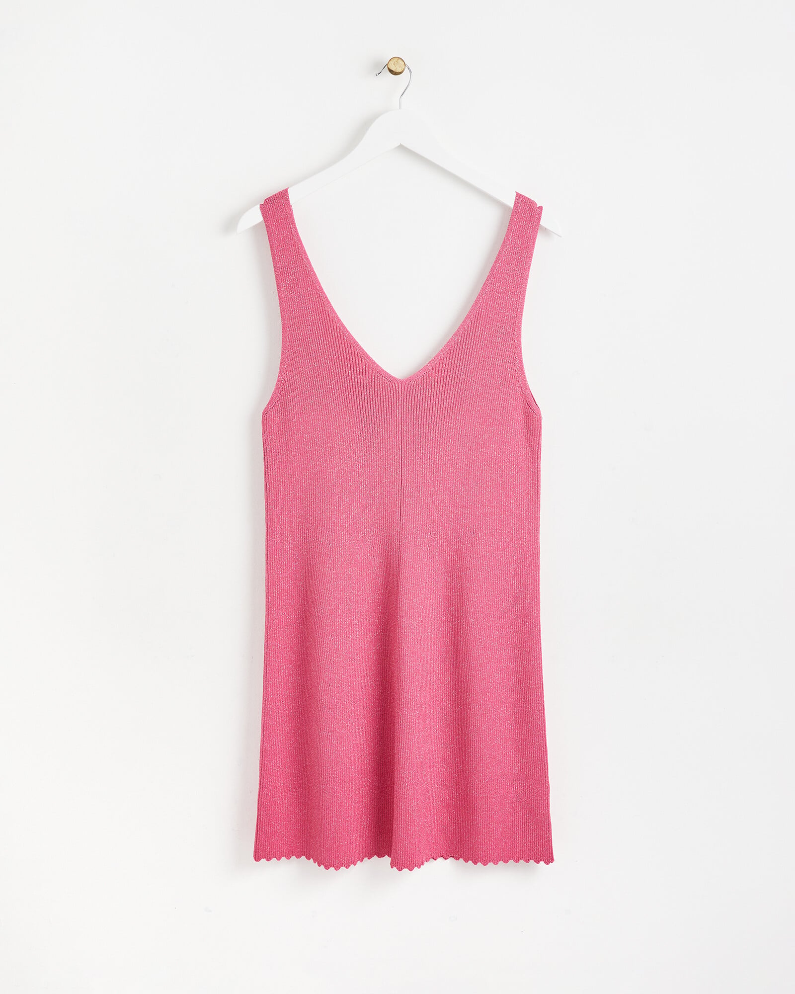 Sparkle Scalloped Pink Knitted Mini Dress