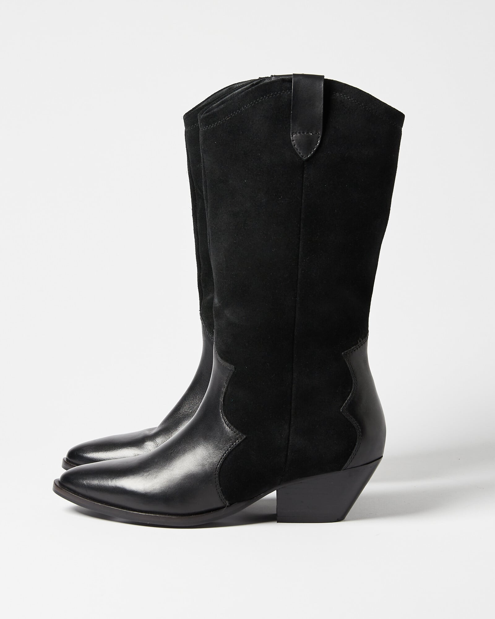 Black Western Leather Tall Cowboy Boots