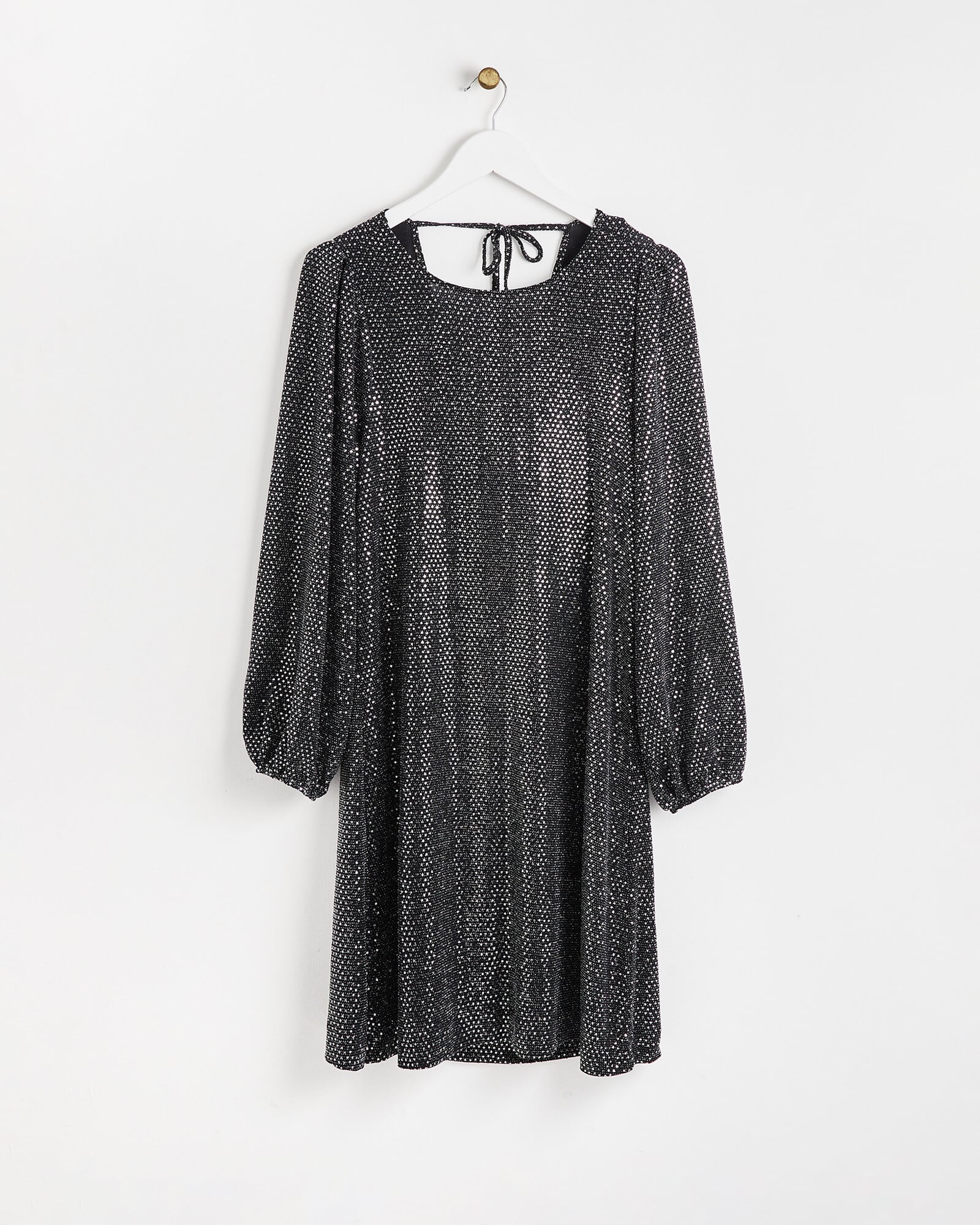 Black Sparkle Cowl Back Mini Dress