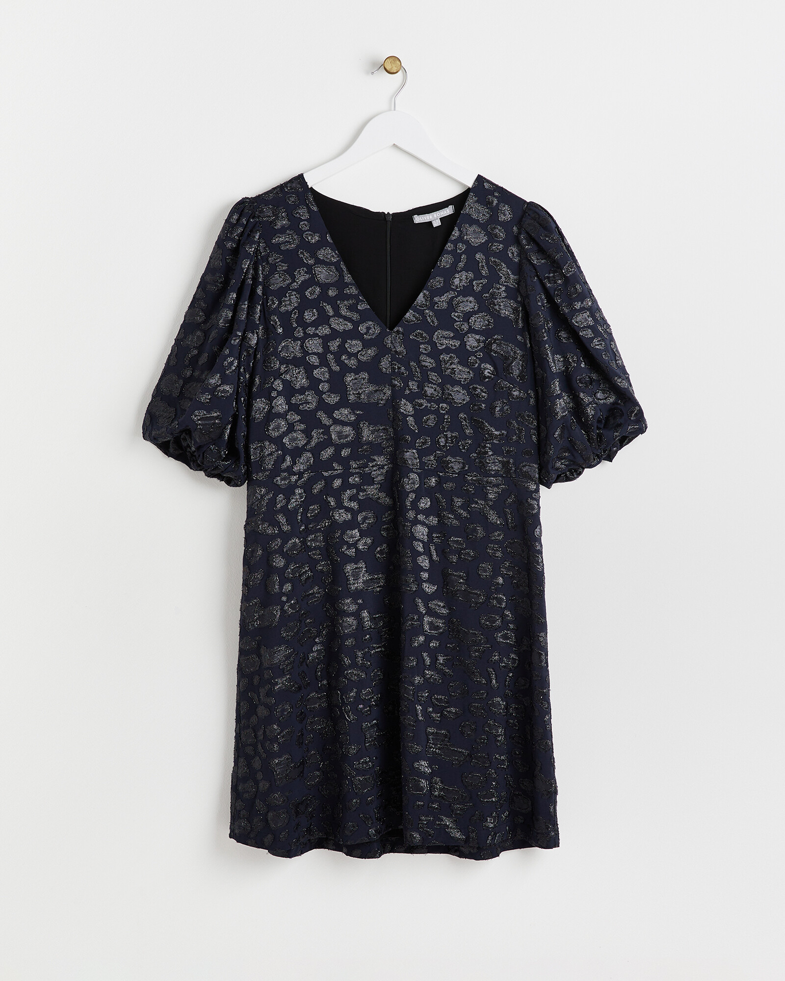 Animal Metallic Jacquard Blue Mini Dress