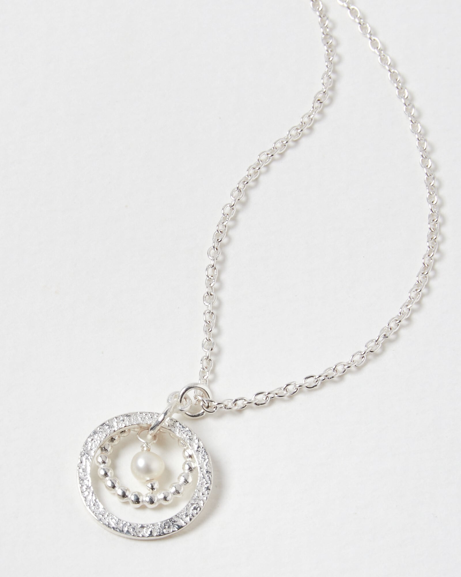 Chloe Circle Freshwater Pearl Silver Pendant Necklace