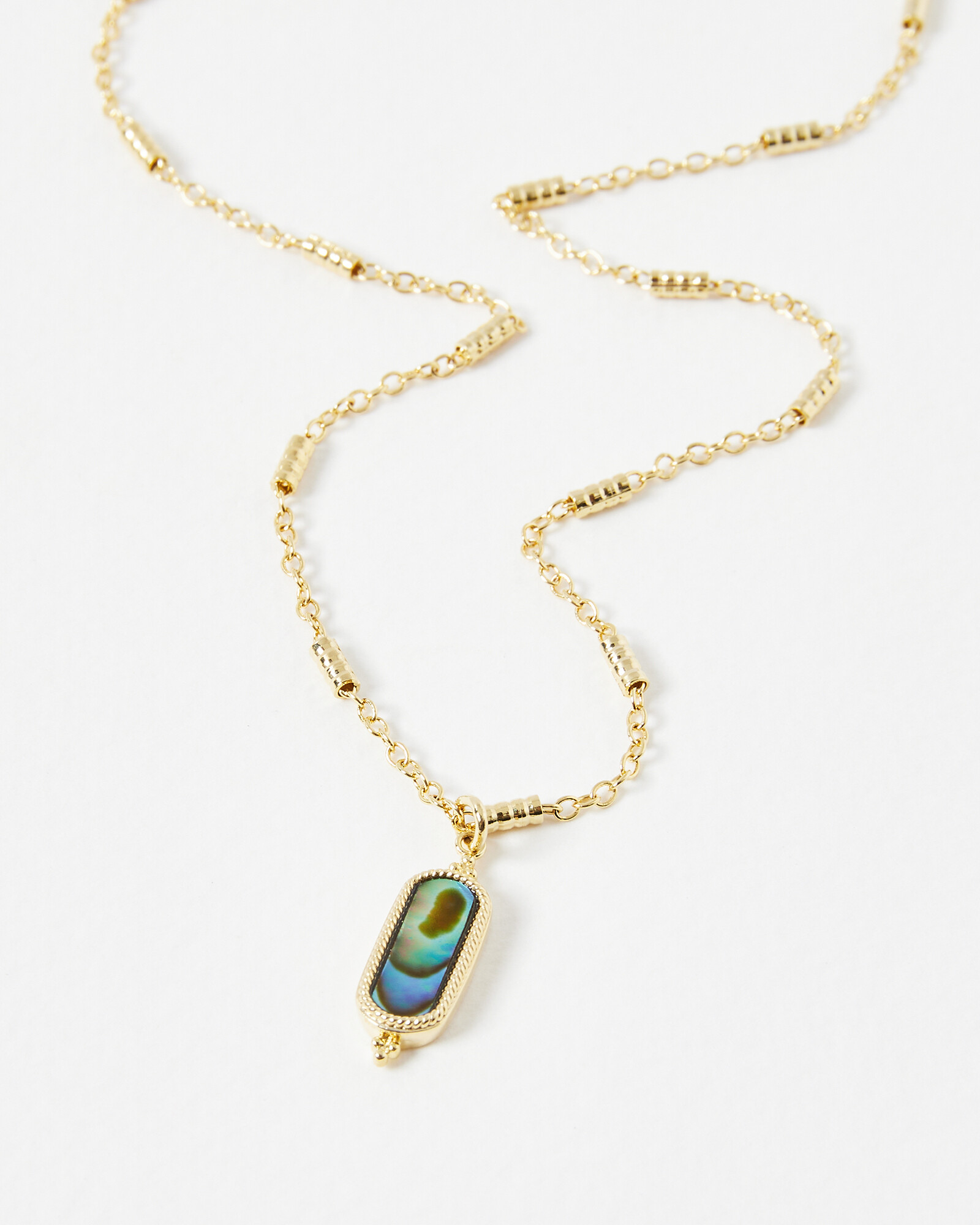 Alys Oval Paua Shell Gold Plated Pendant Necklace
