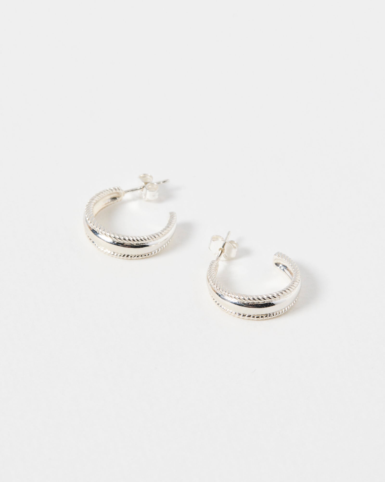 Tara Twisted Silver Hoop Earrings Small