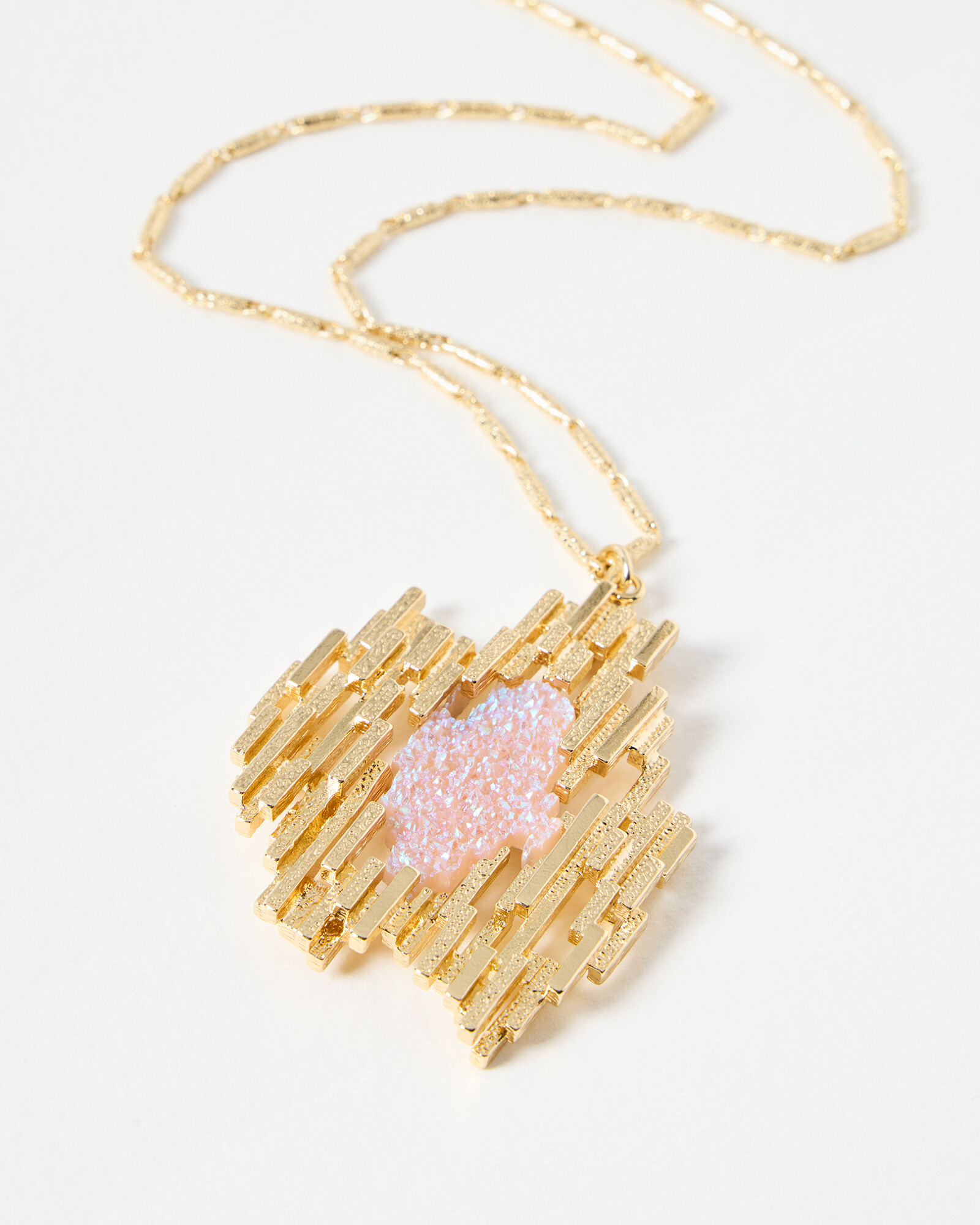Hale Statement Gold Tone & Pink Pendant Necklace