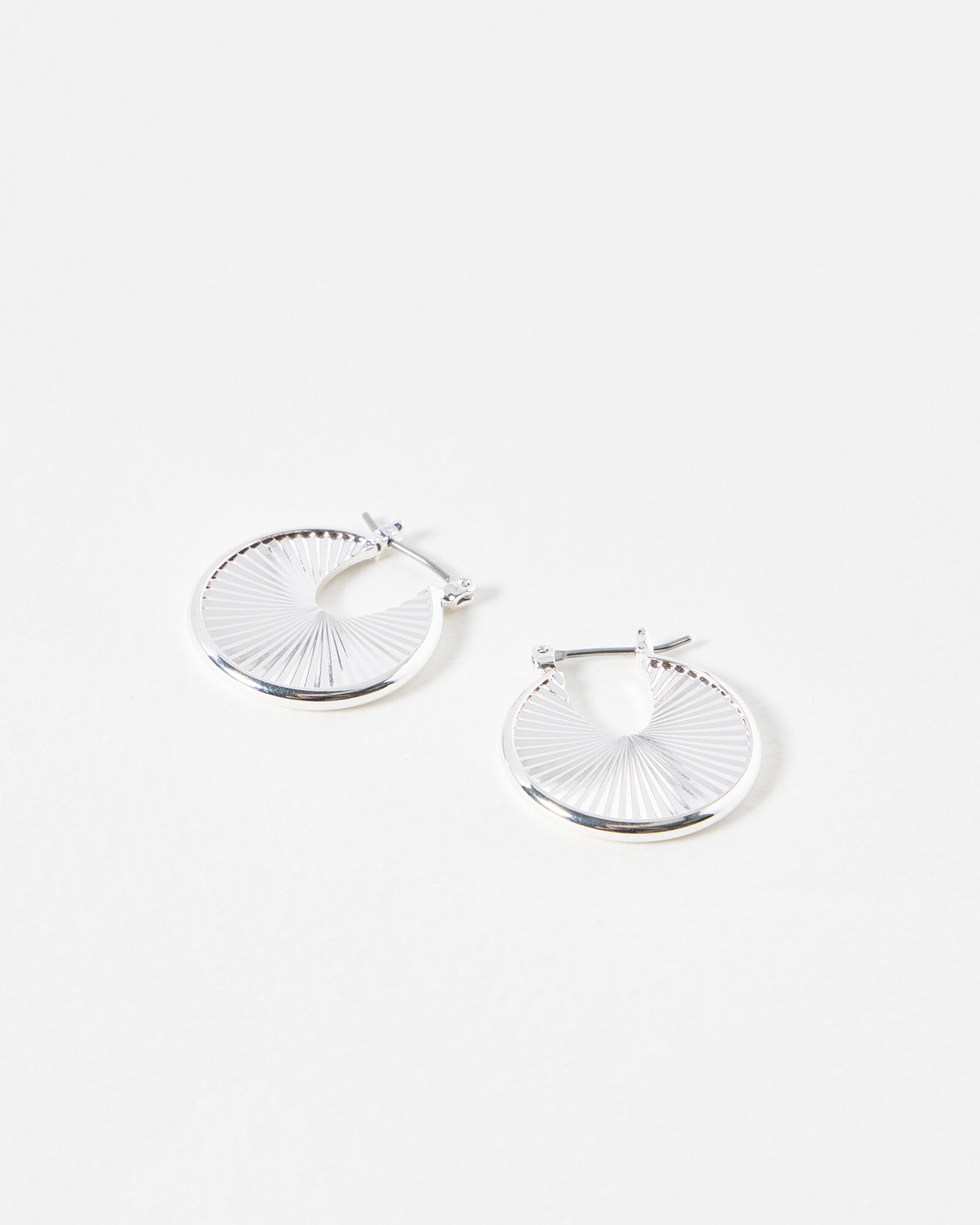 Talvi Etched Disc Silver Tone Hoop Earrings